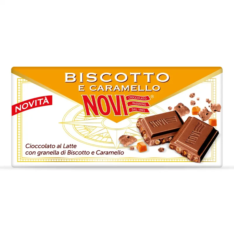 Novi Tavoletta al Latte con Biscotto e Caramello 100g