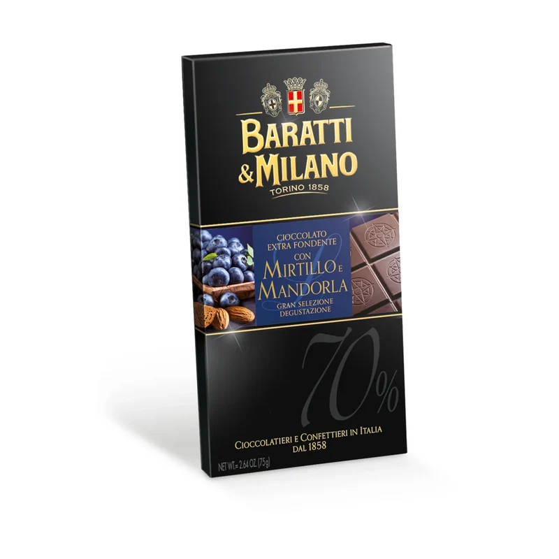 Tavoletta Extra Fondente 70% con Mirtilli 75g