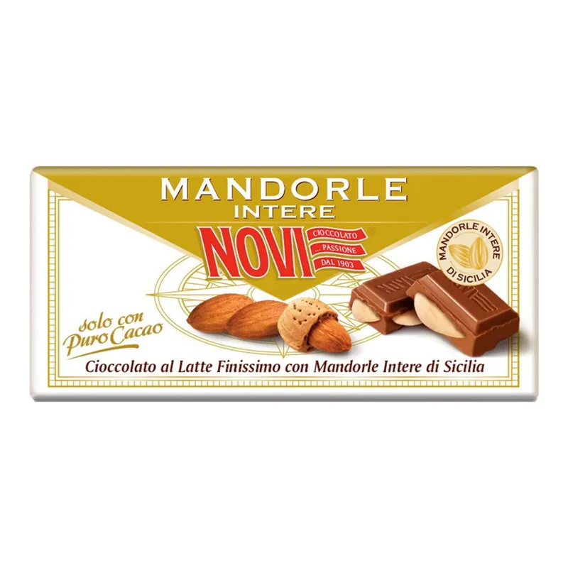 Novi Tavoletta Latte e Mandorle Intere di Sicilia 100g
