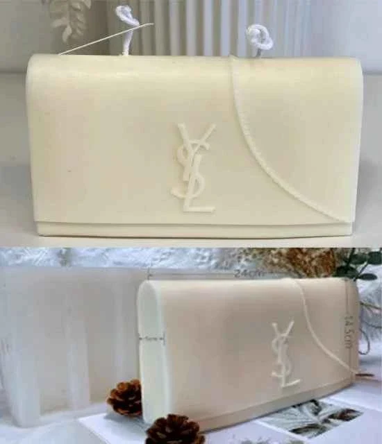 Grandezza naturale Fantastica Borsa Logo Griffe YSL di 24 x h14.5 x 5 cm. Stampo in silicone anche per Candele