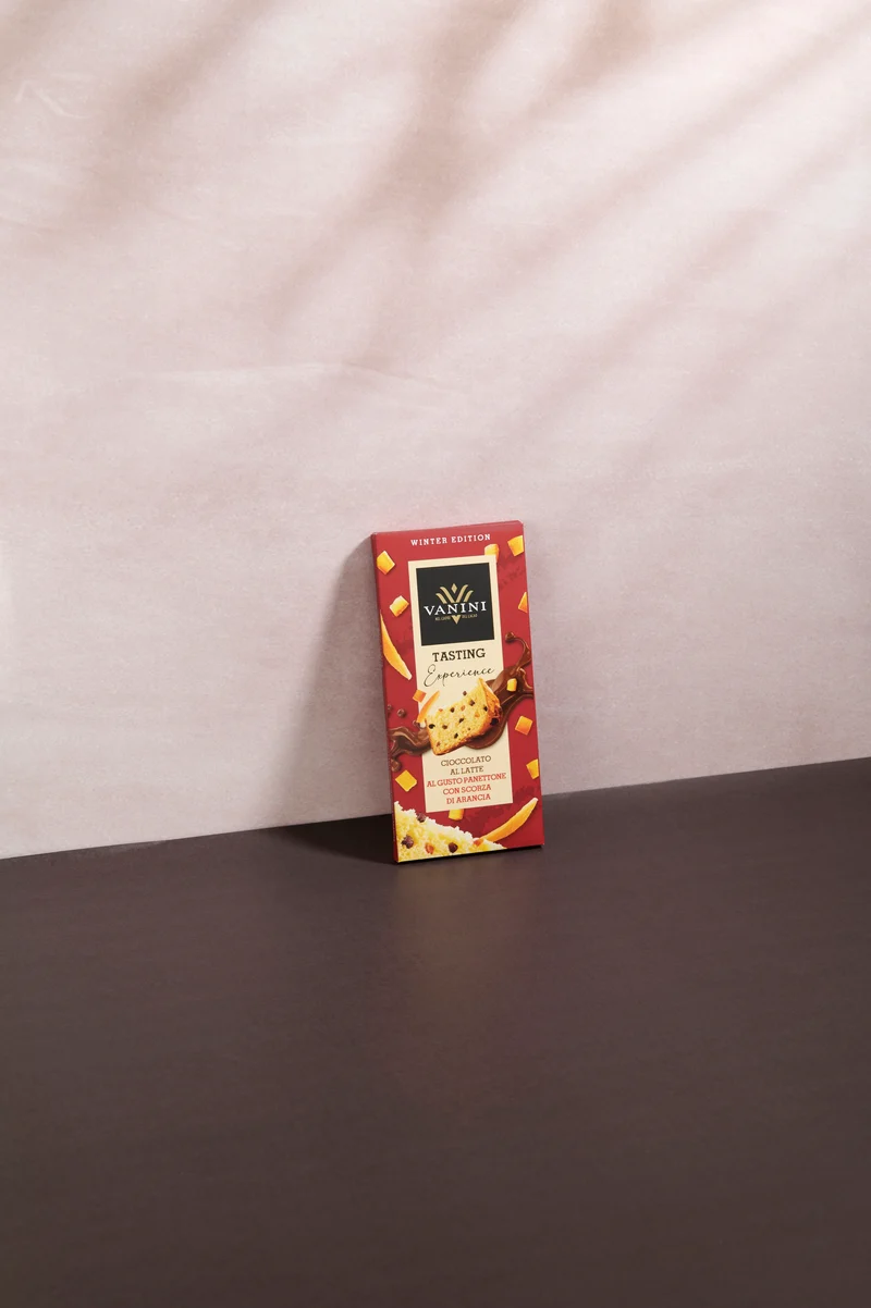 Tavoletta Vanini Tasting Experience cioccolato al latte al gusto panettone con scorza di arancia - Limited Edition