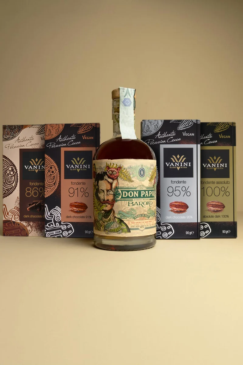 Rum Don Papa con Tavolette Vanini Perù Fondenti