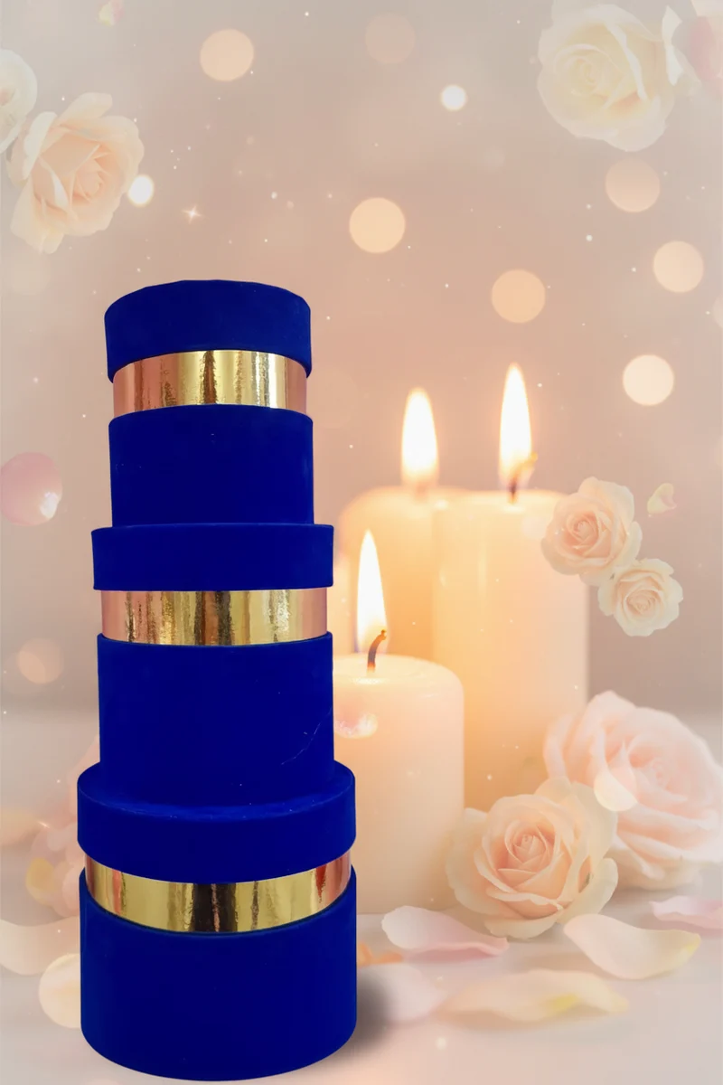 Scatole velluto con bordo oro BLU ELETTRICO