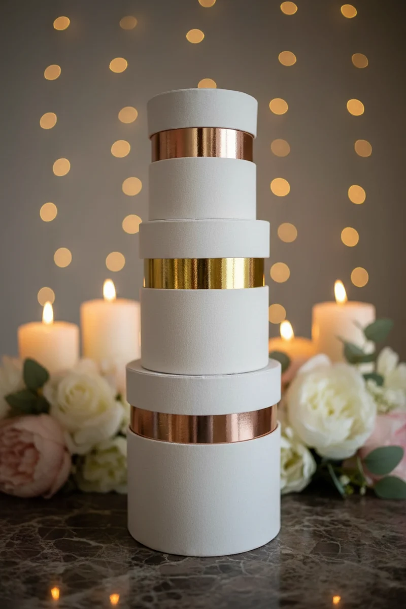 Scatole velluto con bordo oro BEIGE