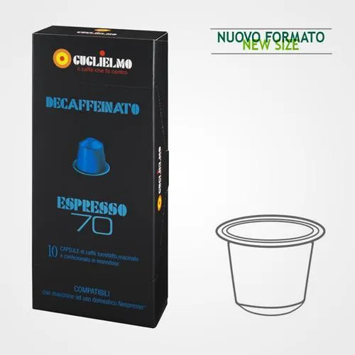 Caffè capsule Nespresso * compatibile Decaffeinato Blu 70 astuccio da 10 cps
