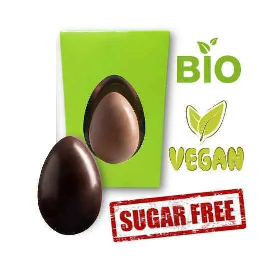 UOVO DI CIOCCOLATO VEGANO-SENZA ZUCCHERO-BIOLOGICO. 750 GRAMMI