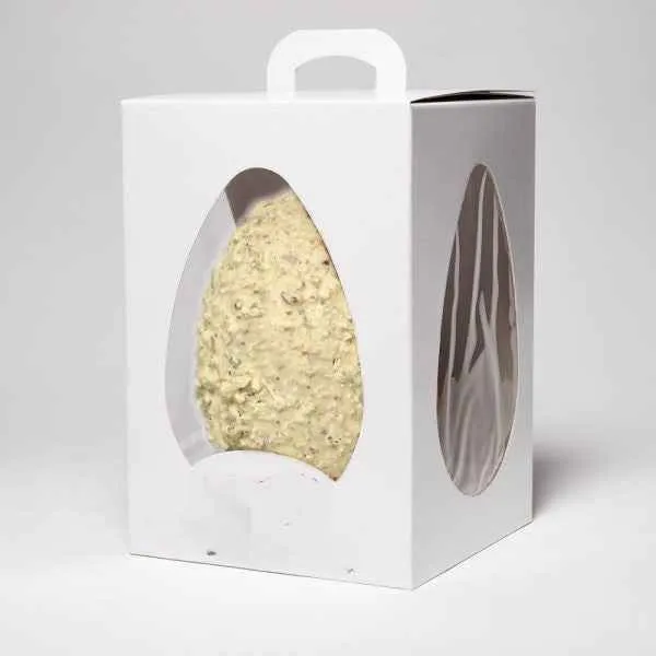 Uovo di Pasqua Artigianale ricoperto di pistacchi, GLASSATO CIOCCOLATO BIANCO e FARCITO al pistacchio