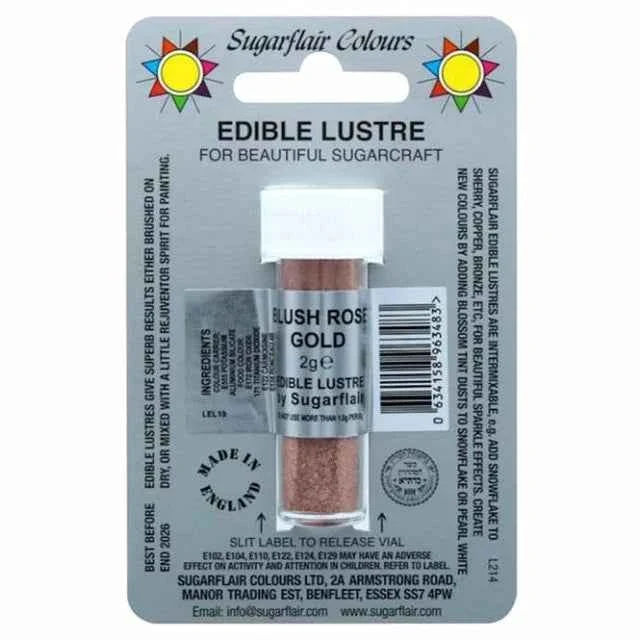Oro Rosa Acceso Perlescente. Colorante concentrato in polvere. Lustre Rose Gold. Sugarflair