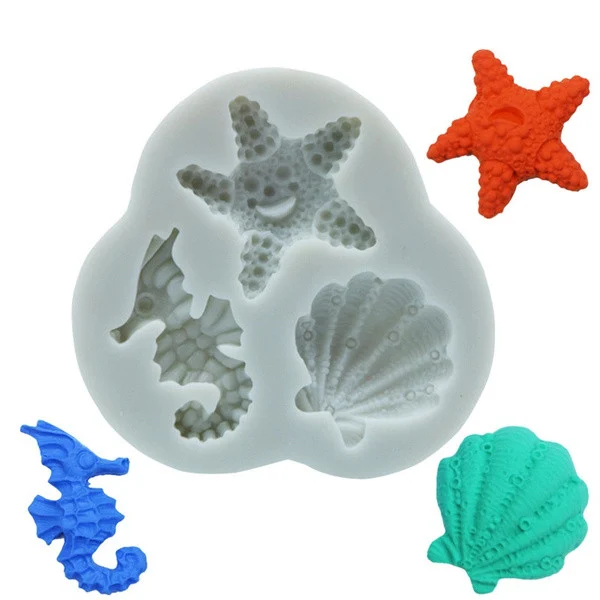 Cavalluccio Marino Conchiglia e Stella Marina. Stampo in silicone. Mare