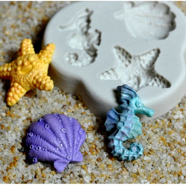 Cavalluccio Marino Conchiglia e Stella Marina. Stampo in silicone. Mare
