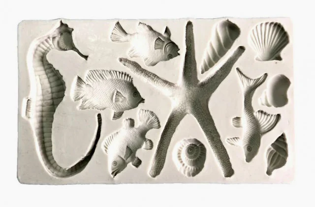 Grande Stampo Mare. Pesci Conchiglie Cavalluccio e Stella marina ad alta definizione