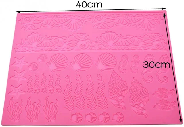 Grande Stampo Mare 40 x 30. Conchiglia Cavalluccio Stella Marina Alga