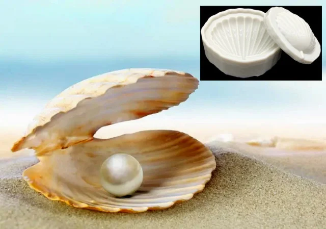 Ostrica da Perla. Conchiglia di mare in alta definizione. Doppio Stampo in silicone