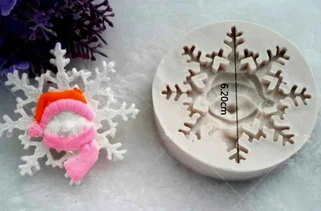 Grande Fiocco di neve con Babbo Natale. Stampo silicone