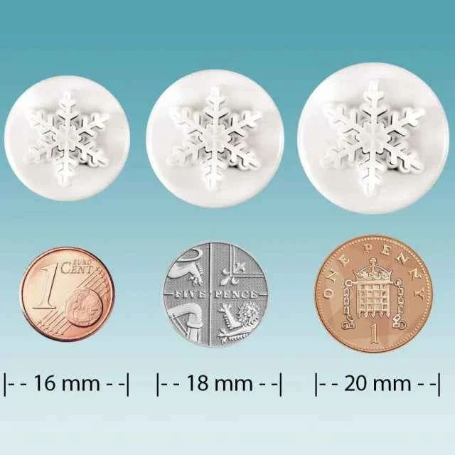 Fiocchi di neve. Set 3 Mini stampi ad espulsione. Originale PME