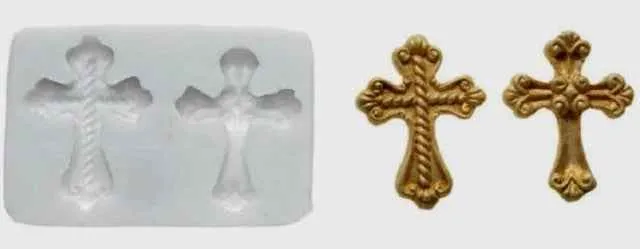 Croci decorate. Stampo in silicone per realizzare 2 splendide Croci. Silikomart