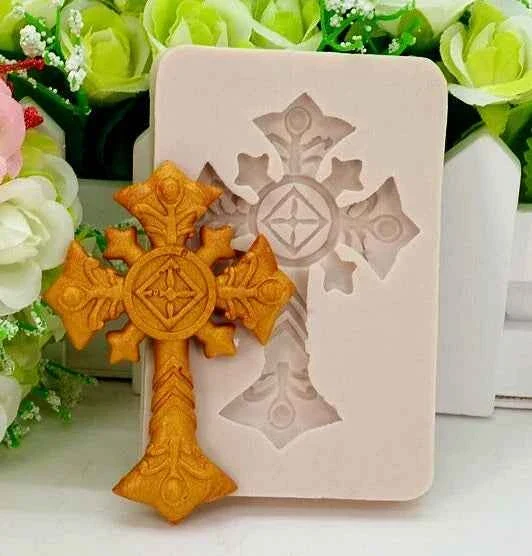 Croce decorata Barocca. Stampo in silicone