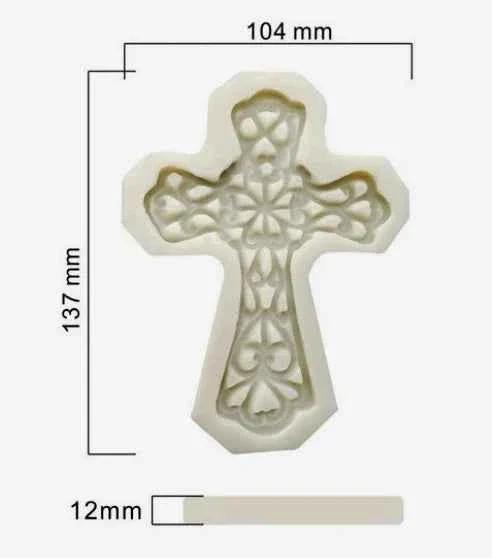 Grande Croce decorata di 13.5 cm. Stampo in silicone