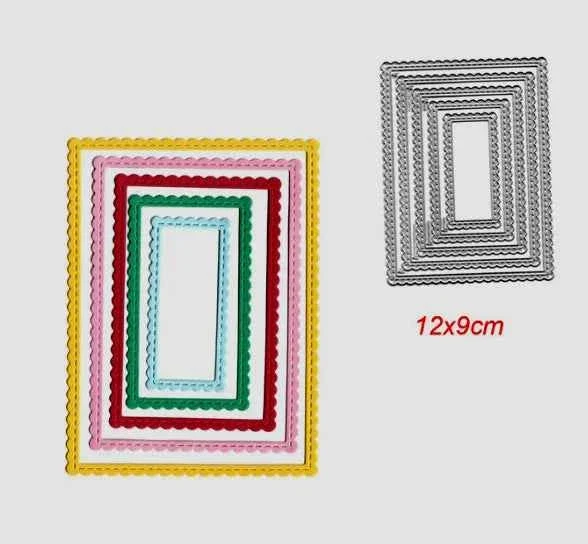 Cornice Decorata Rettangolare. 5 Fustelle sottili metalliche per Scrapbooking