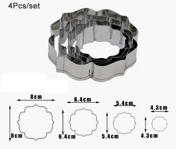 Set di 4 grandi Cornici decorative in metallo. Stampo Cutter Tagliapasta Cornice