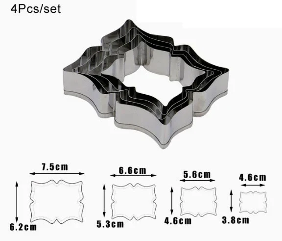 Set di 4 grandi Cornici decorative in metallo. 5 /E. Stampo Cutter Tagliapasta Cornice