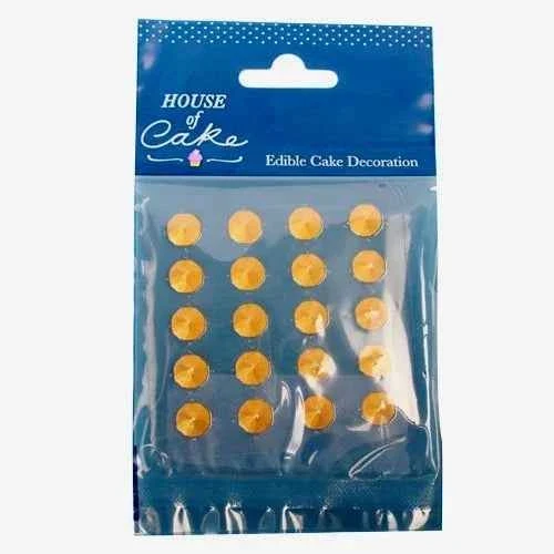 Spendidi Diamanti Oro Gemme commestibili in gelatina. House of Cake Jelly Diamonds Gold pz/20