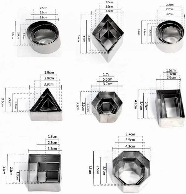 Set A di 24 Stampi Geometrici in metallo