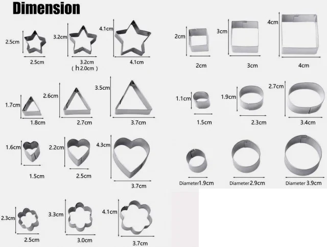 Set B di 24 Stampi Geometrici in metallo