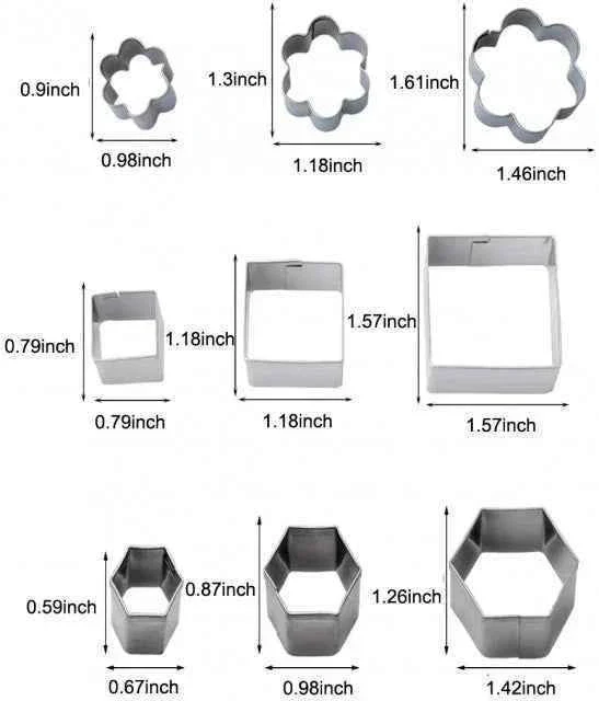Set C di 24 Cutter Stampi Geometrici in metallo