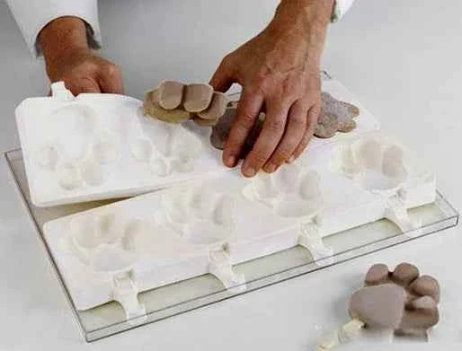 Stampo Gelato Zampa in silicone con 4 Impronte e 10 Stecche