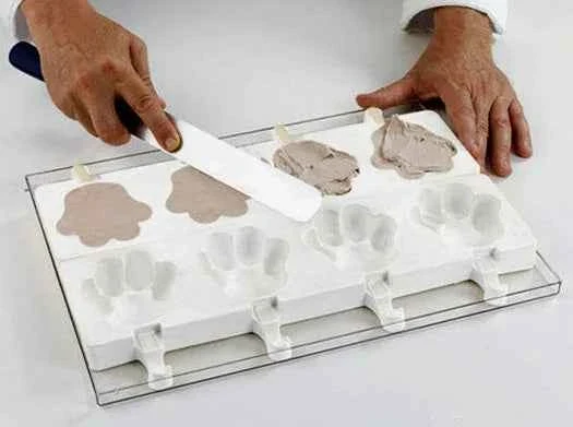 Stampo Gelato Zampa in silicone con 4 Impronte e 10 Stecche