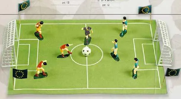 Set Calcio di 6 Calciatori con 2 Porte in Pvc.
