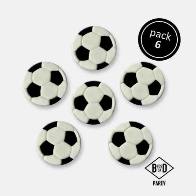 Set di 6 decorazioni a tema Pallone di Calcio in zucchero. PME