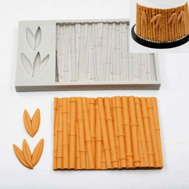 Bamboo venature Legno Steccato con foglie. Stampo in silicone