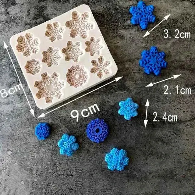 Fiocco di Neve. Stampo in Silicone con 10 Fiocchi