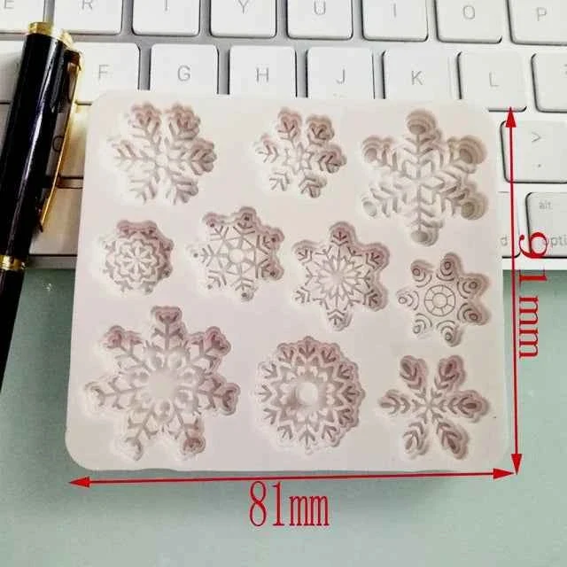 Fiocco di Neve. Stampo in Silicone con 10 Fiocchi