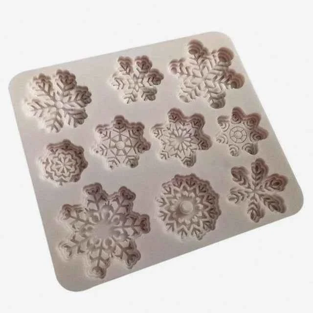 Fiocco di Neve. Stampo in Silicone con 10 Fiocchi