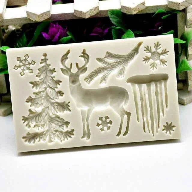 Fantastico stampo Natalizio con Albero di Natale Renna Ghiaccio e Fiocchi di neve