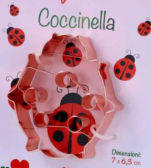 Coccinella. Stampo e Tagliapasta in metallo Ramato.