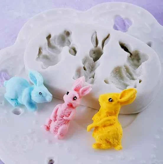 Simpatici Conigli. Stampo in Silicone in 3 forme