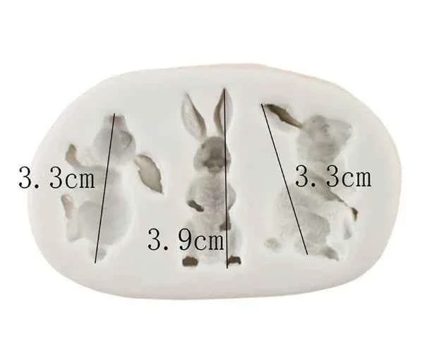 Simpatici Conigli. Stampo in Silicone in 3 forme