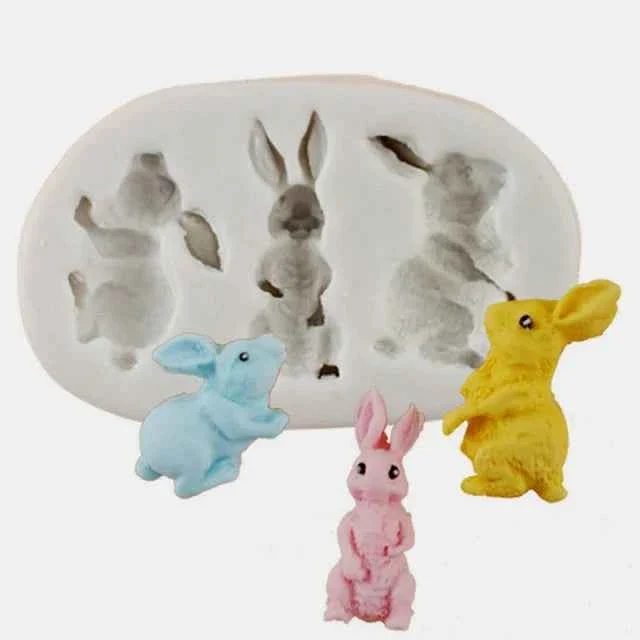 Simpatici Conigli. Stampo in Silicone in 3 forme