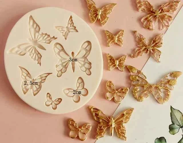 Farfalle decorate. Stampo in silicone in 6 dimensioni