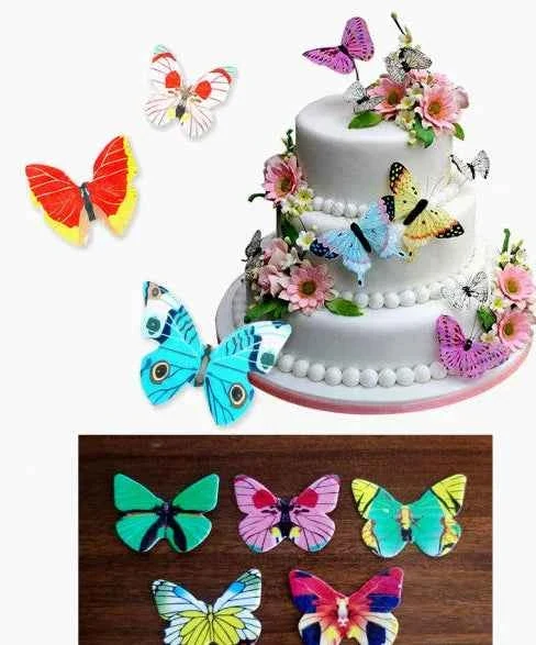 Set A. Farfalle volanti in Wafer Paper edibili. Cake Topper