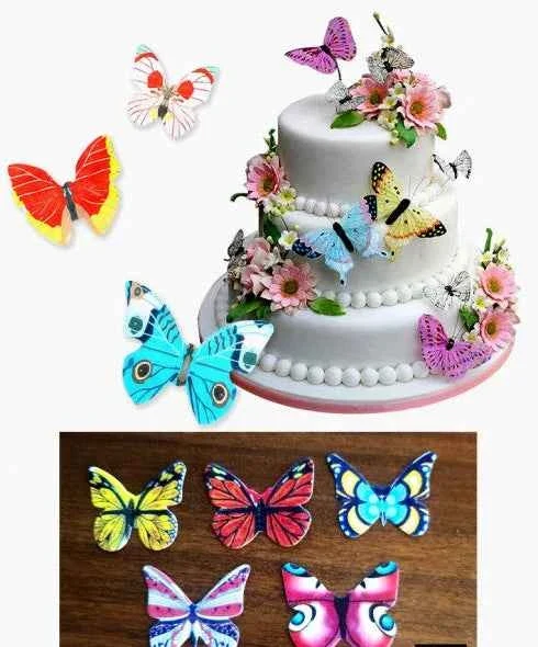 Set B. Farfalle volanti in Wafer Paper edibili. Cake Topper