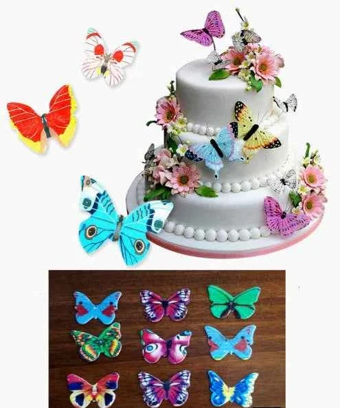 Set C. Farfalle volanti in Wafer Paper edibili. Cake Topper