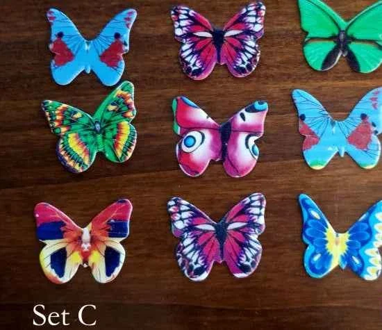 Set C. Farfalle volanti in Wafer Paper edibili. Cake Topper
