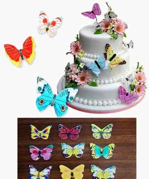 Set D. Farfalle volanti in Wafer Paper edibili. Cake Topper