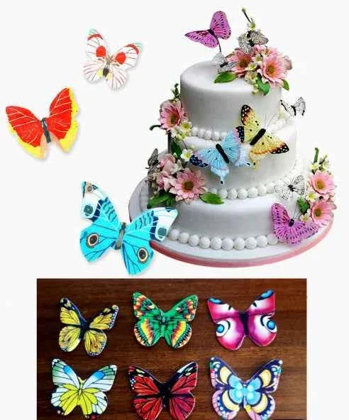 Set E. Farfalle volanti in Wafer Paper edibili. Cake Topper