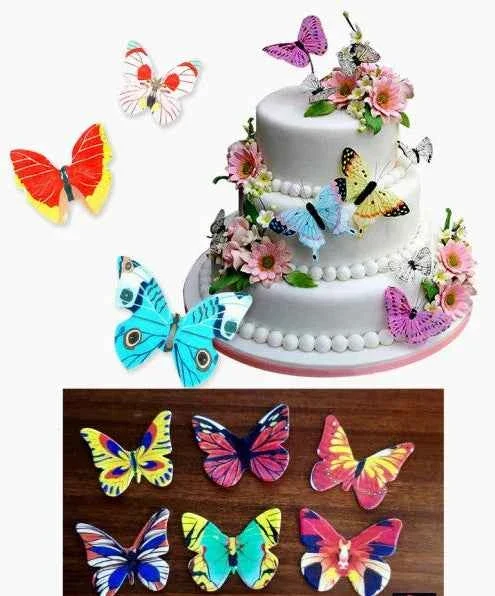 Set F. Farfalle volanti in Wafer Paper edibili. Cake Topper